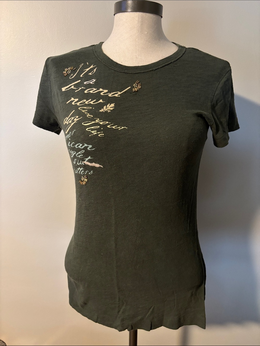 American Eagle Outfitters Olive Green Short-Sleeve Graphic Tee